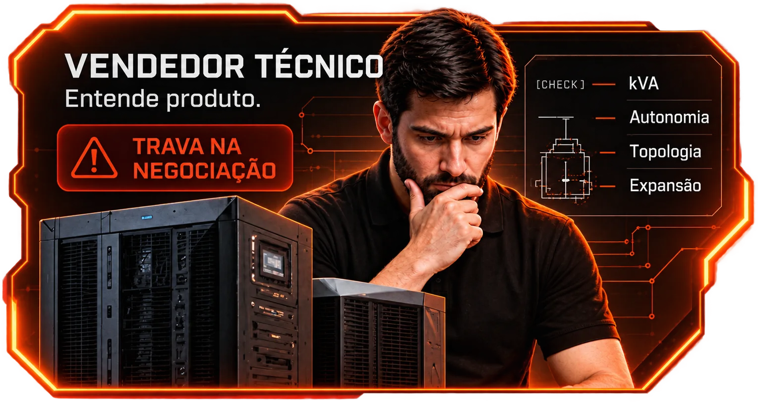 Vendedor técnico: entende produto, trava na negociação.